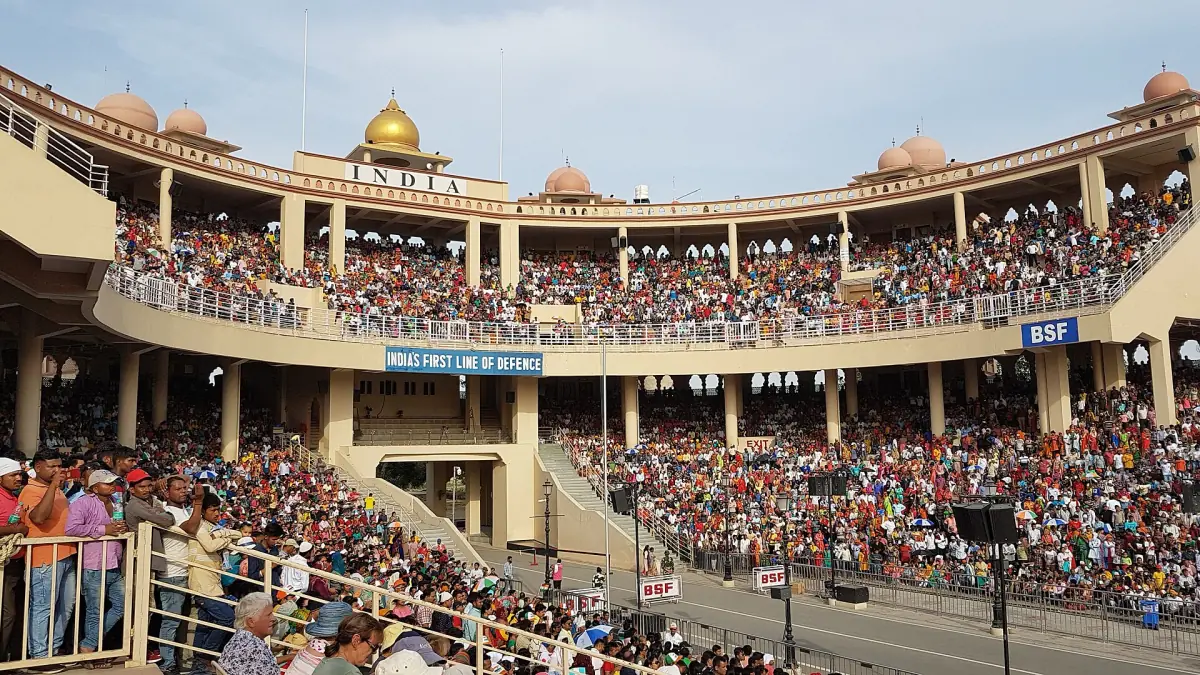 Crowds in the stands of the border arena