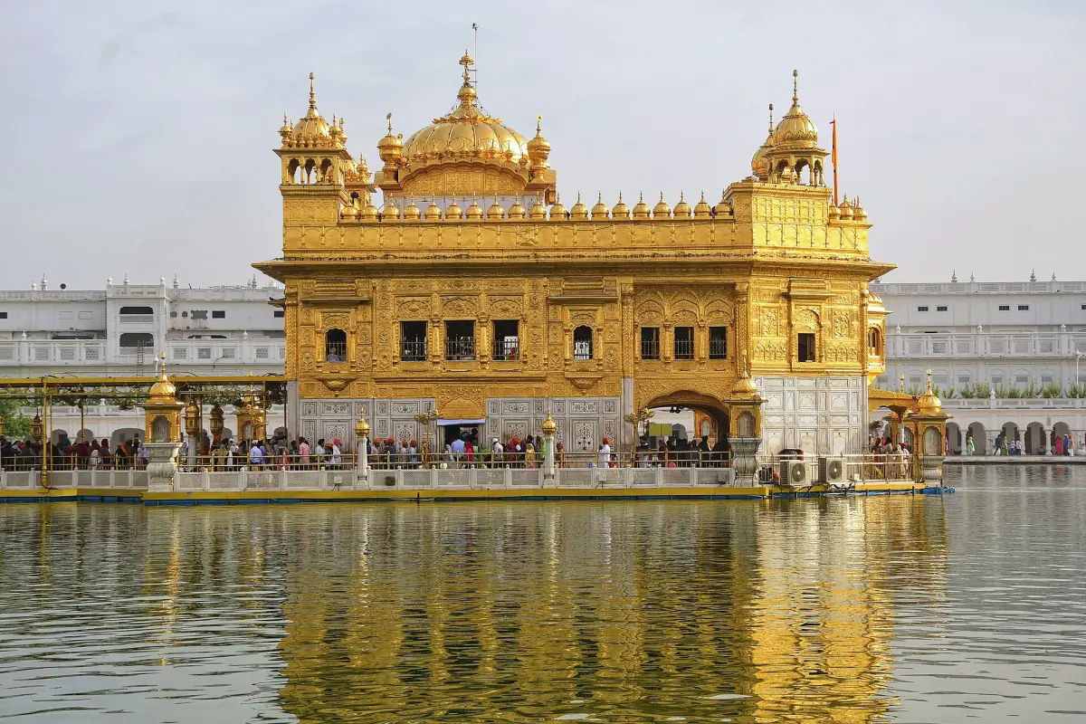 The Golden Temple with the causeway and pilgrims