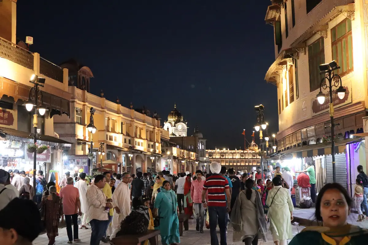 Heritage Street at night with the way to the temple
