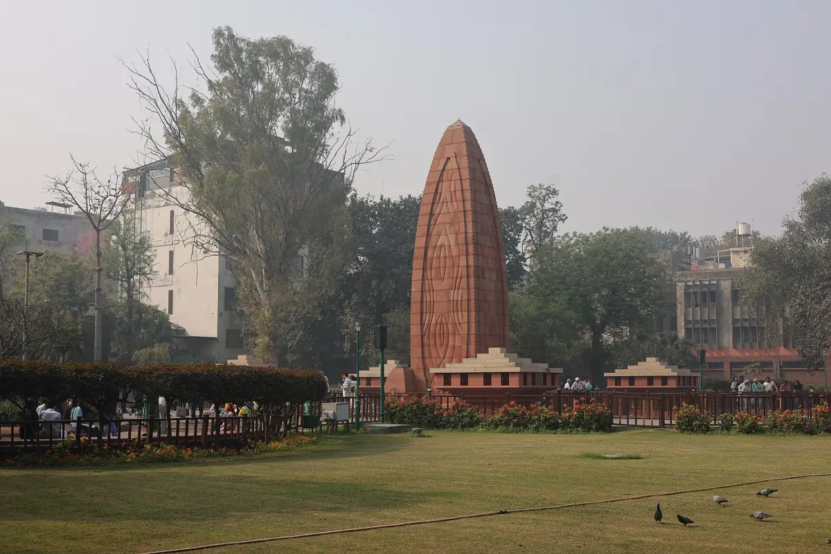 The flame-shaped memorial at Jallianwala Bagh