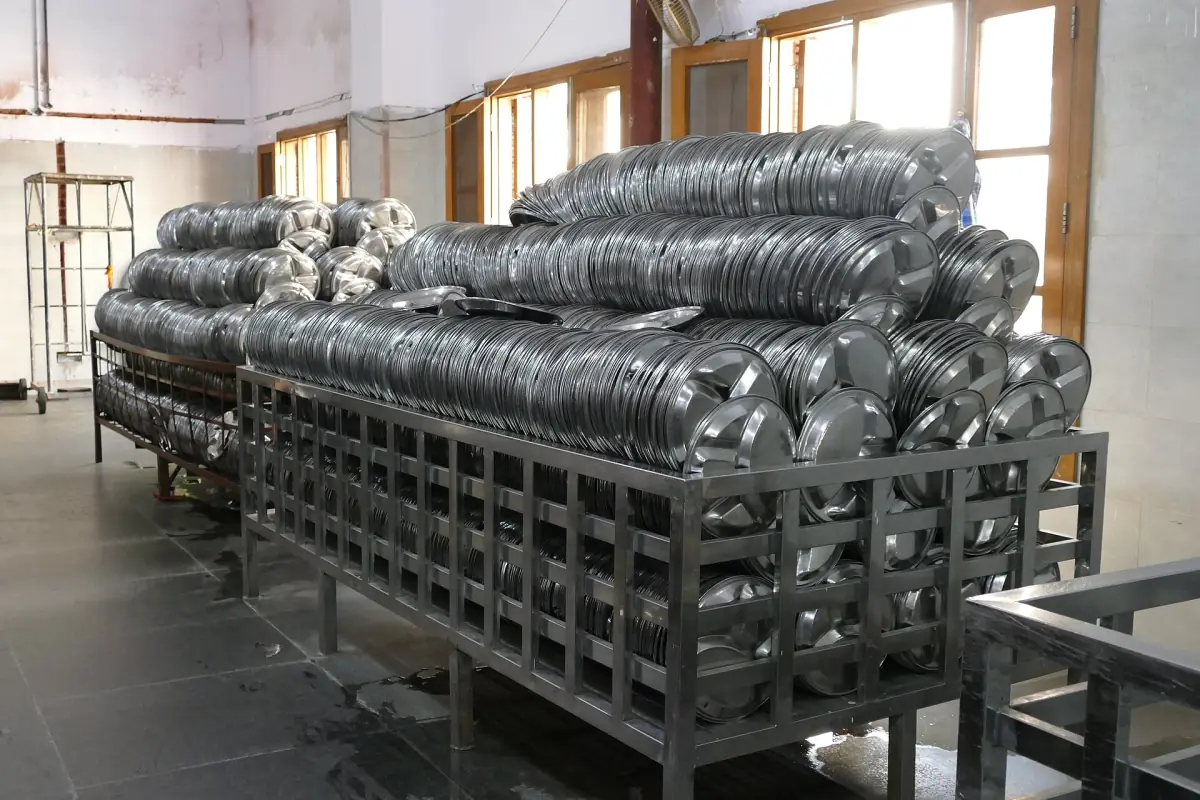 Stacks of steel plates at the langar