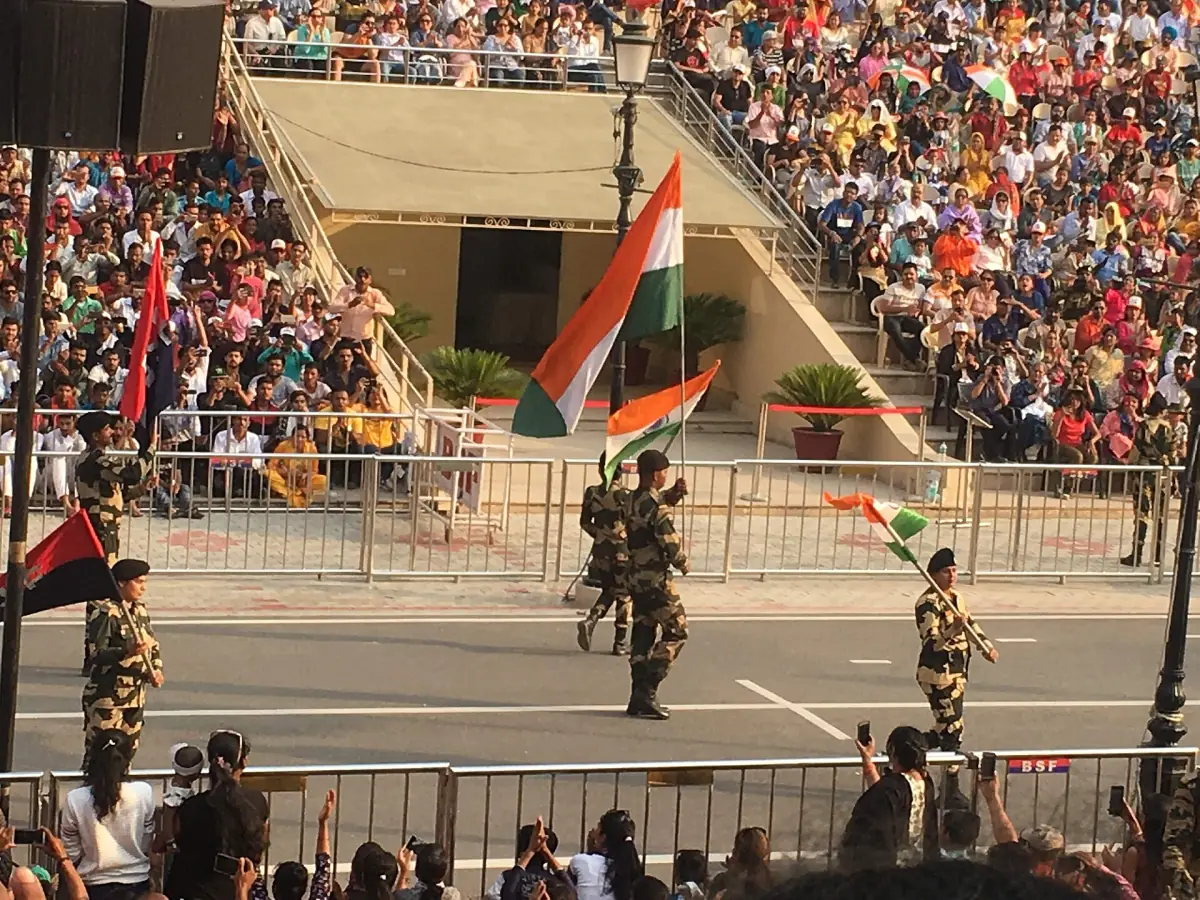 Soldiers marching during the ceremony