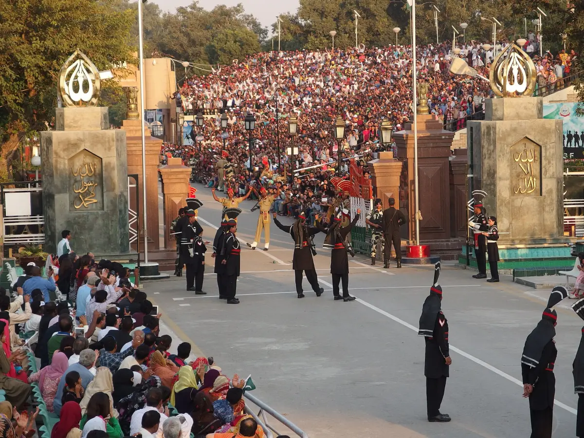 The ceremony at the Attari-Wagah border